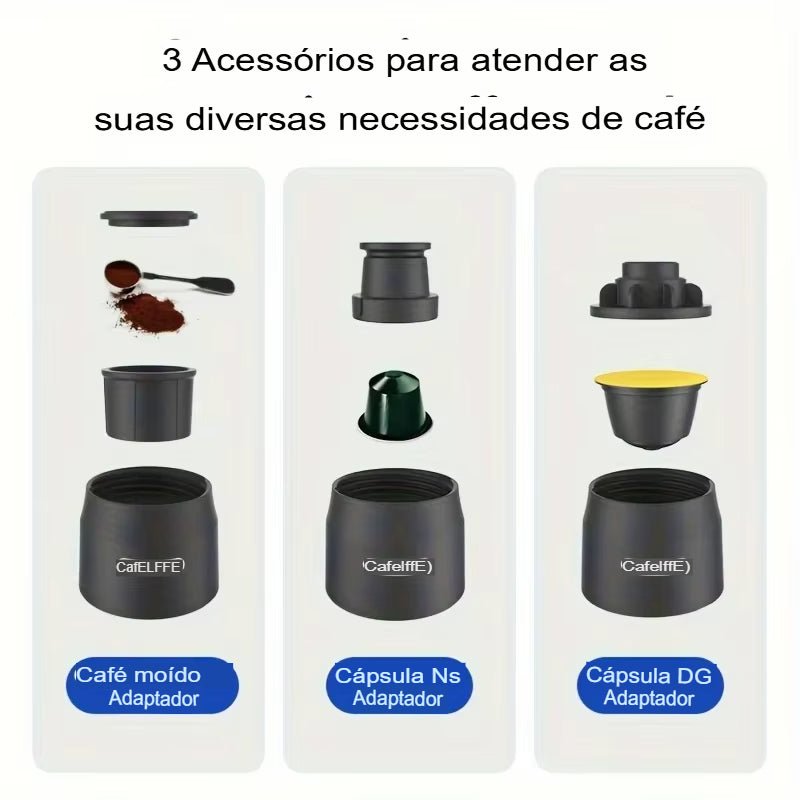 Café Delicioso em Qualquer Lugar com a Máquina de Café Portátil 2 em 1 !